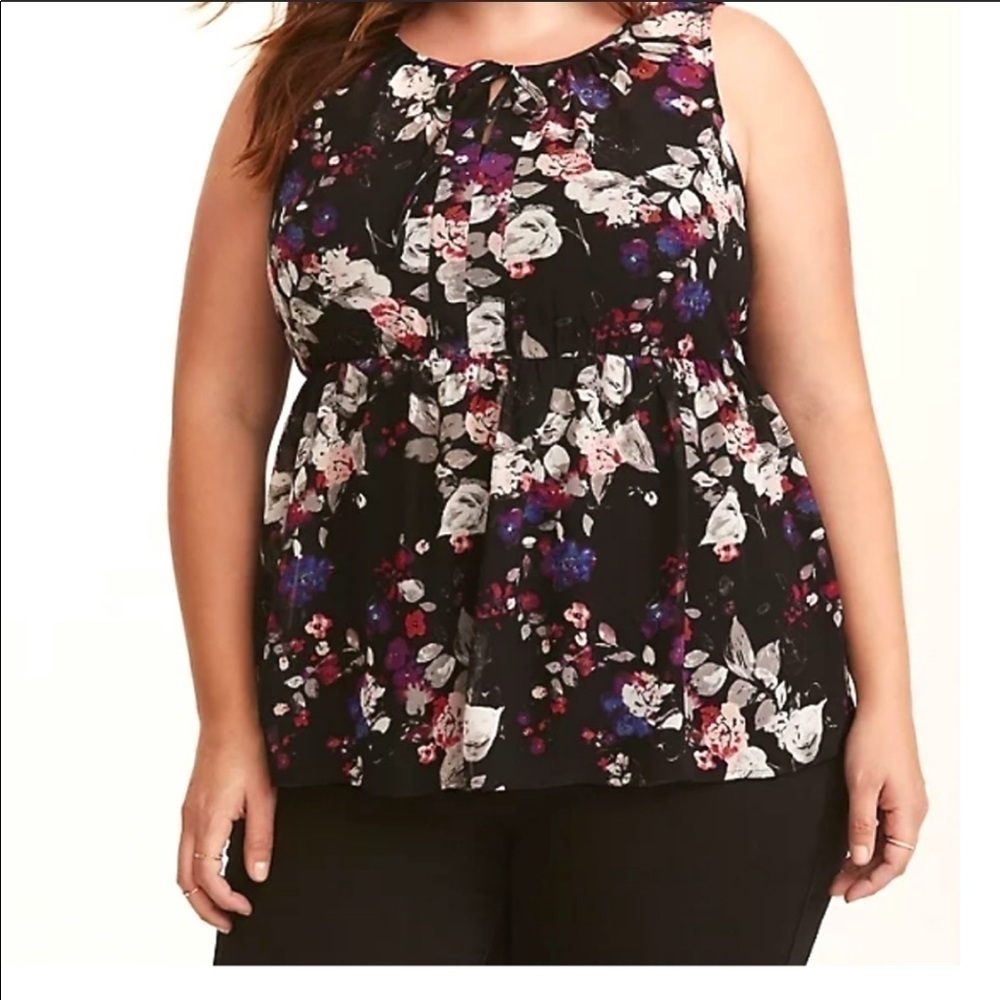 Torrid Floral Chiffon Semi Sheer Blouse